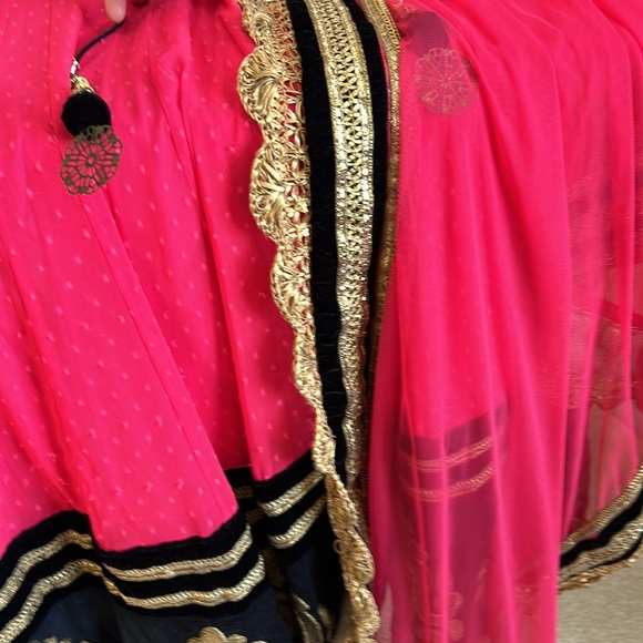 Black and hot pink  Anarkali with dupatta. - Picture 8 of 8